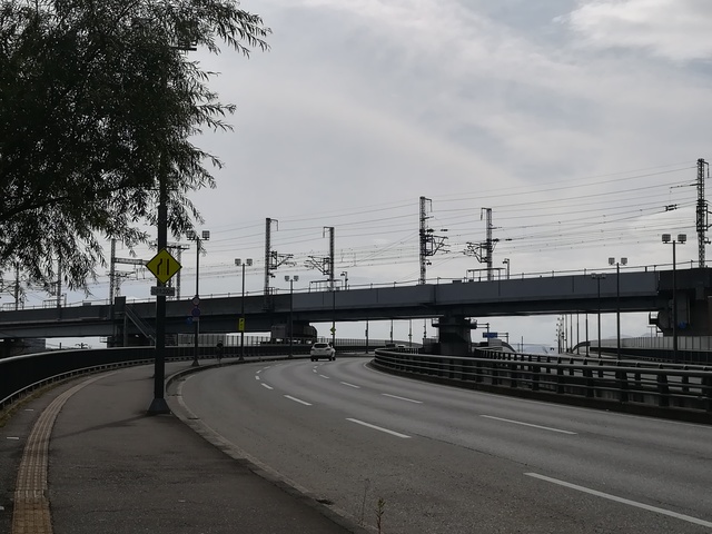 盛南大橋へ向かう道路